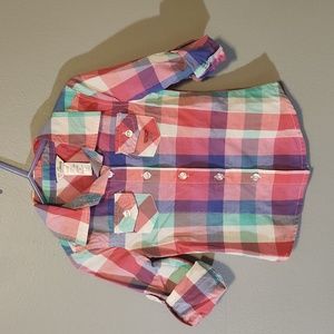 Guess Plaid Roll Sleeve Size 4